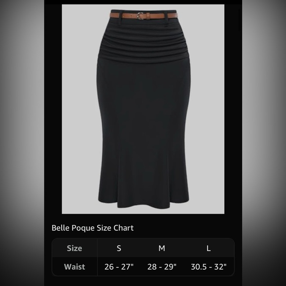 NWOT Belle Poque Elegant Ruched Pencil Skirt Black High Waist Business Skirt - Picture 2 of 15